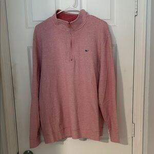 Vineyard Vines Men's Pink/Red Zip-Up Performance Pullover